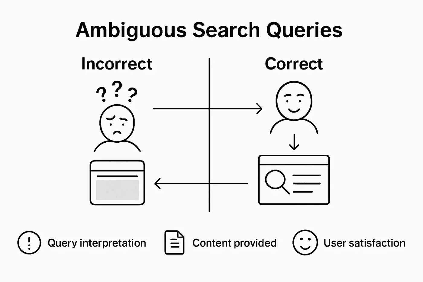 Infographic showing search intent interpretation pitfalls