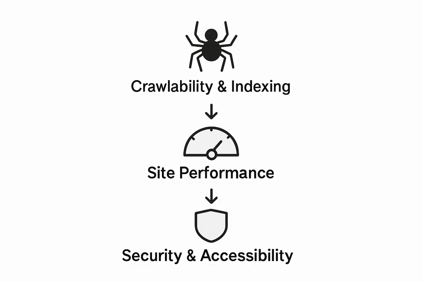 Infographic showing core technical SEO processes