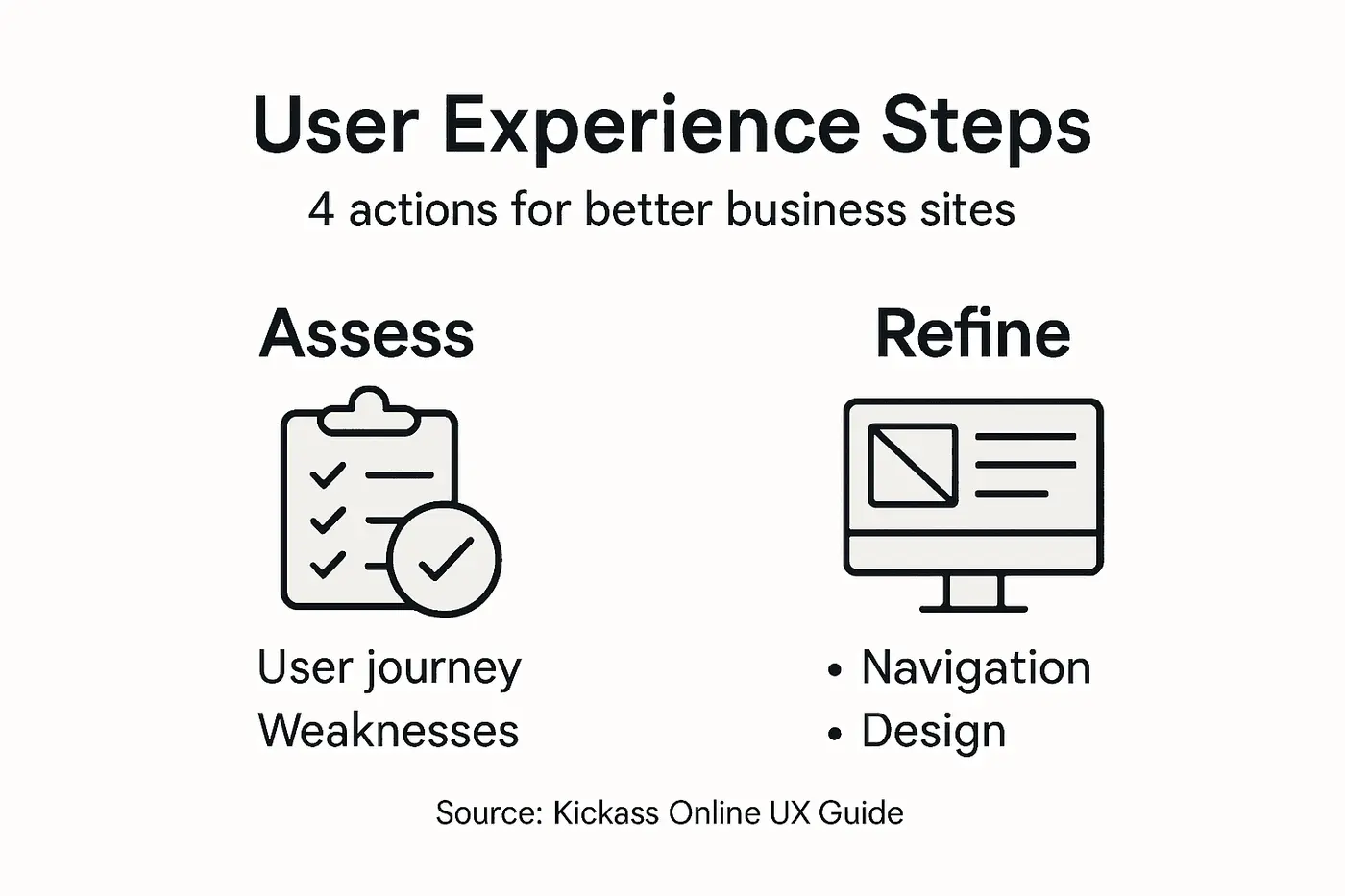 Infographic showing steps to improve website user experience