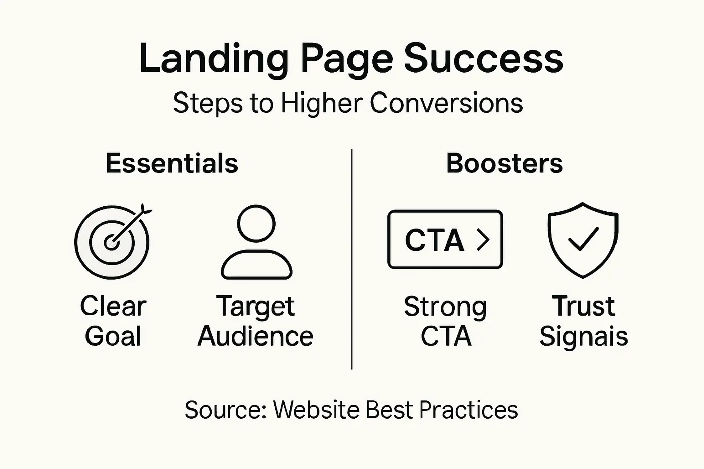 Infographic showing landing page conversion steps