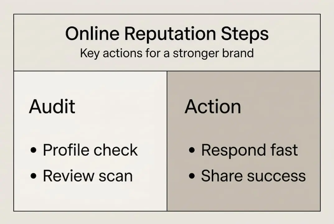 Infographic outlining steps for online reputation
