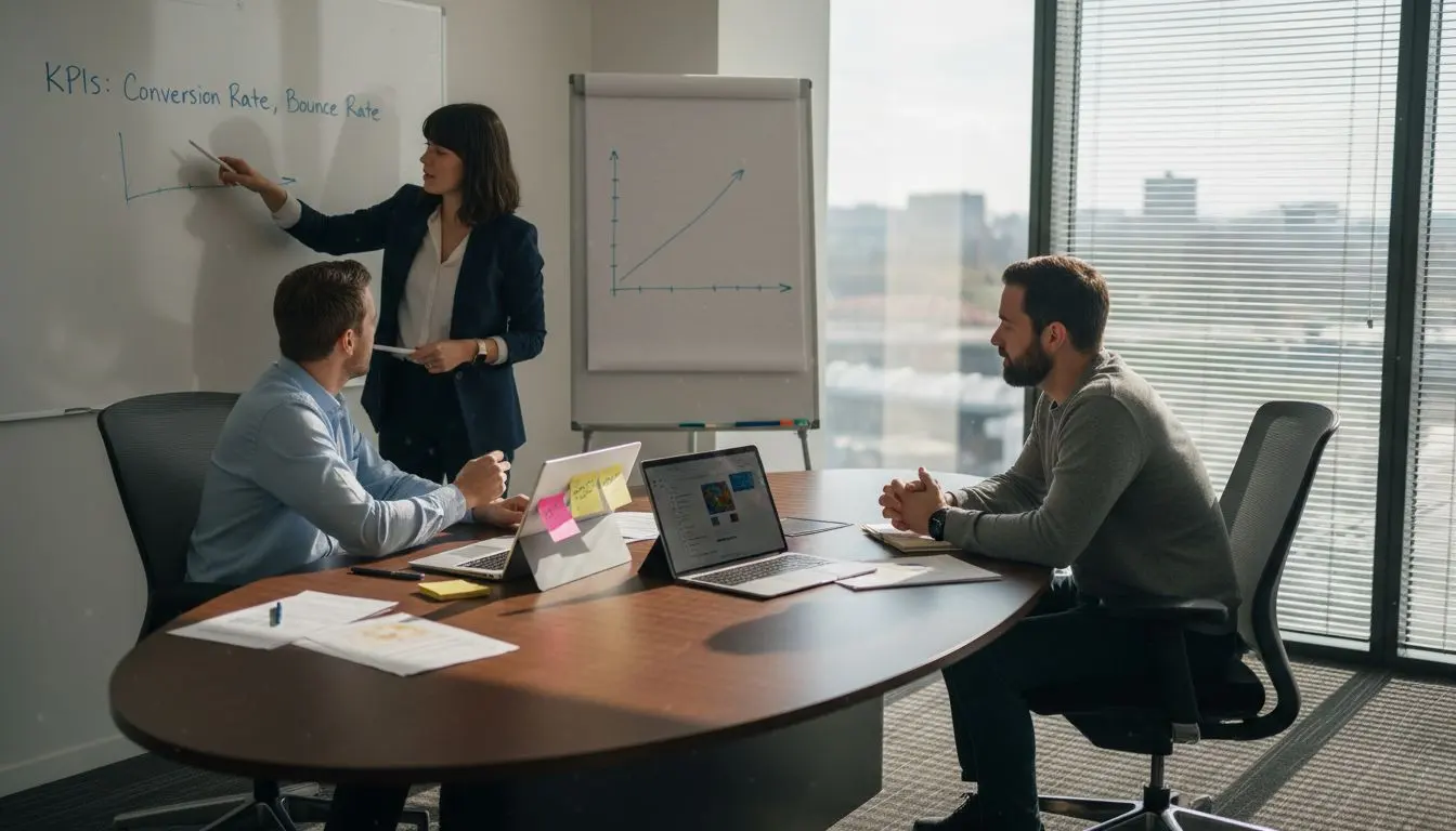 Team configuring key website performance indicators