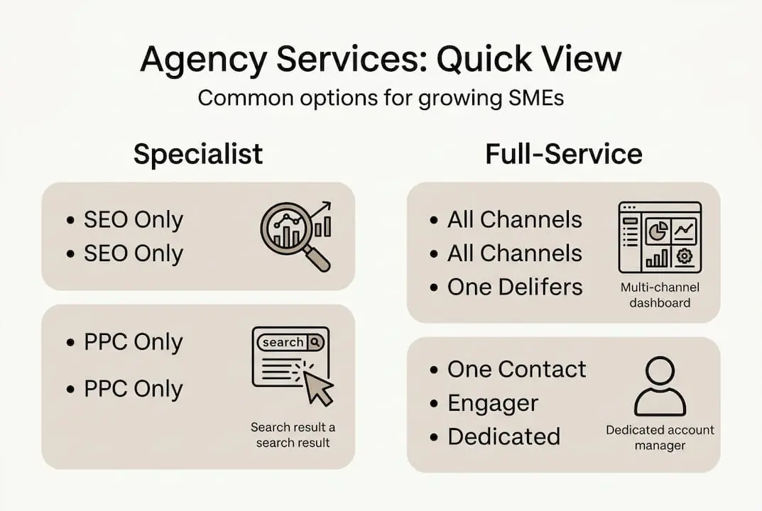 Infographic comparing agency service types