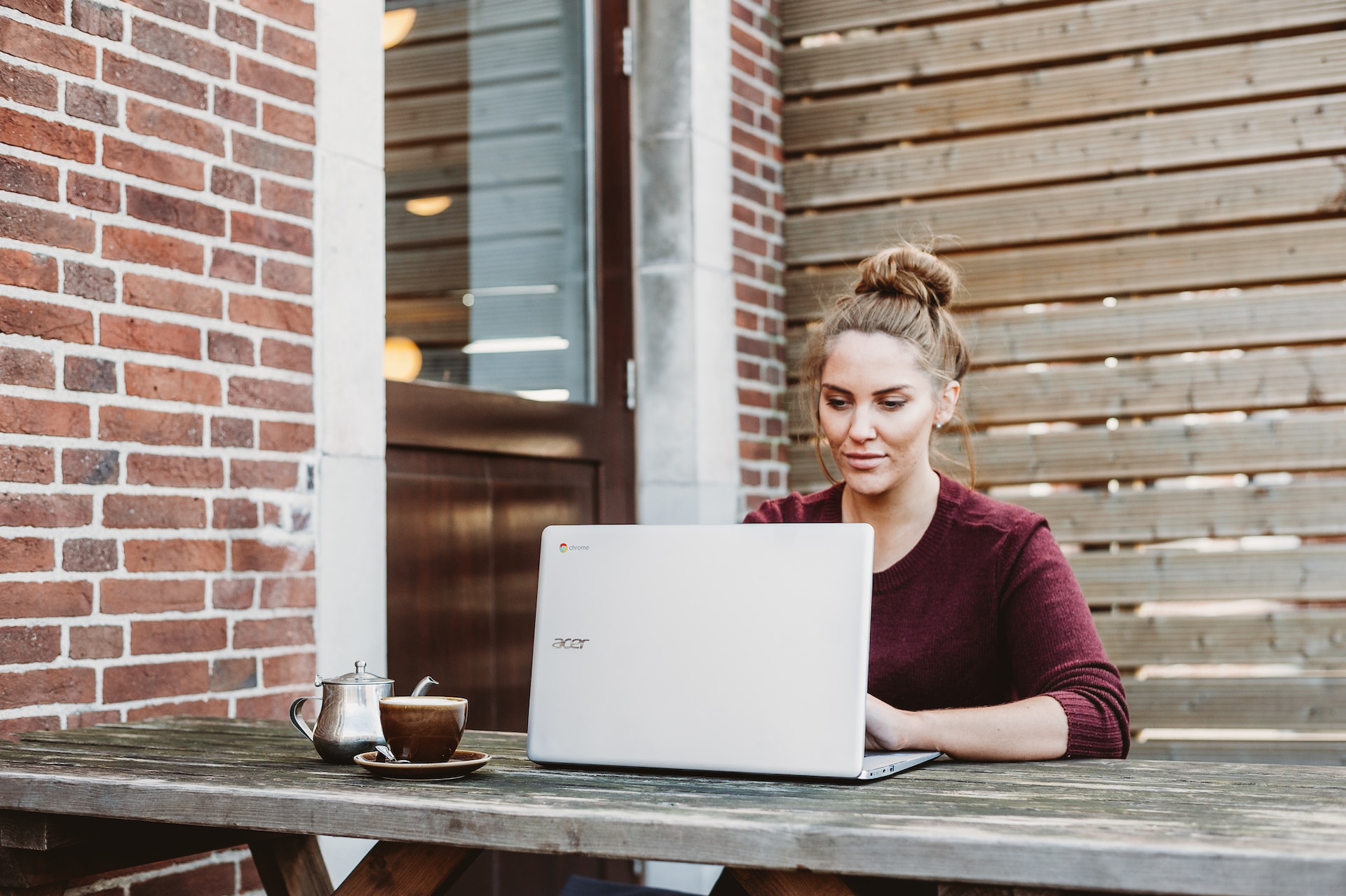 woman using laptop