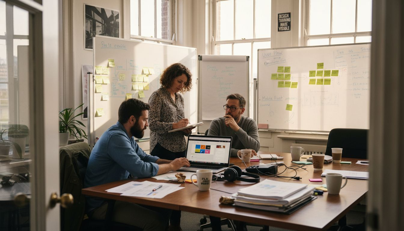 Team reviews website user experience together