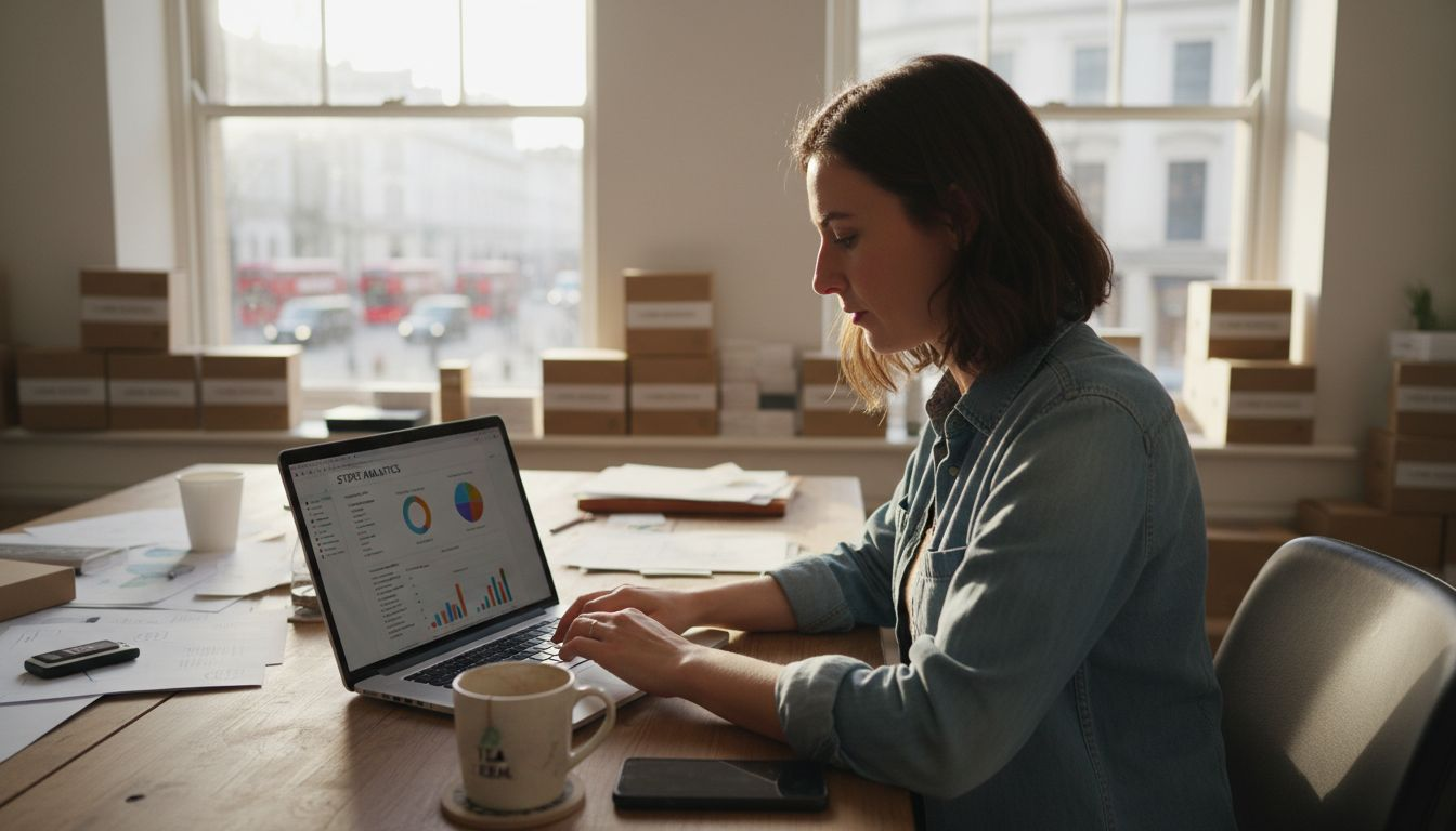 Business owner reviews online store analytics