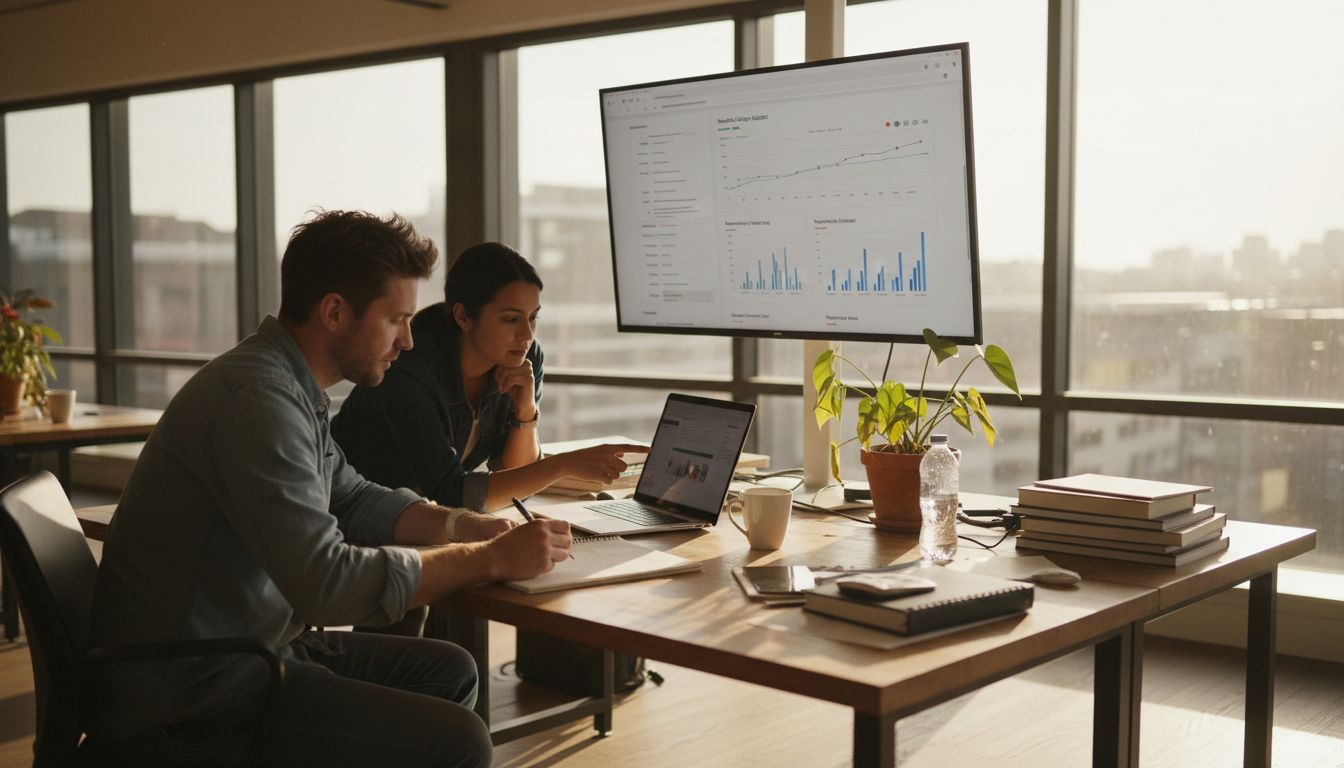 Web designers collaborating in bright office