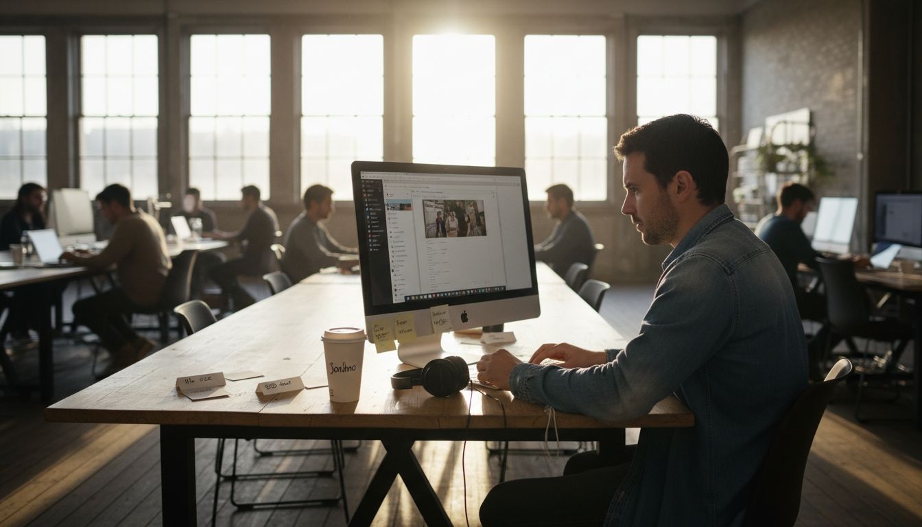 SEO strategist uploading images in digital agency