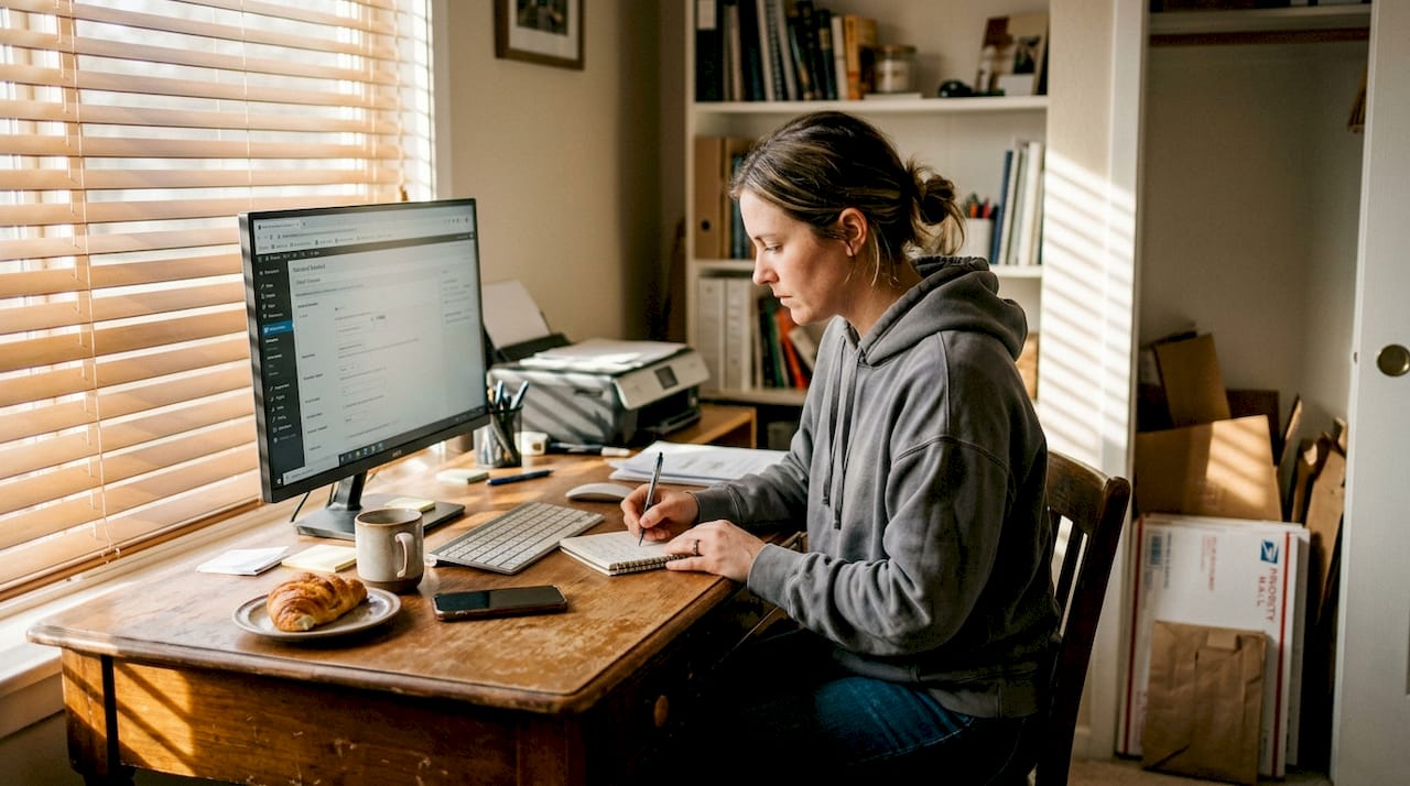 Business owner updating website content