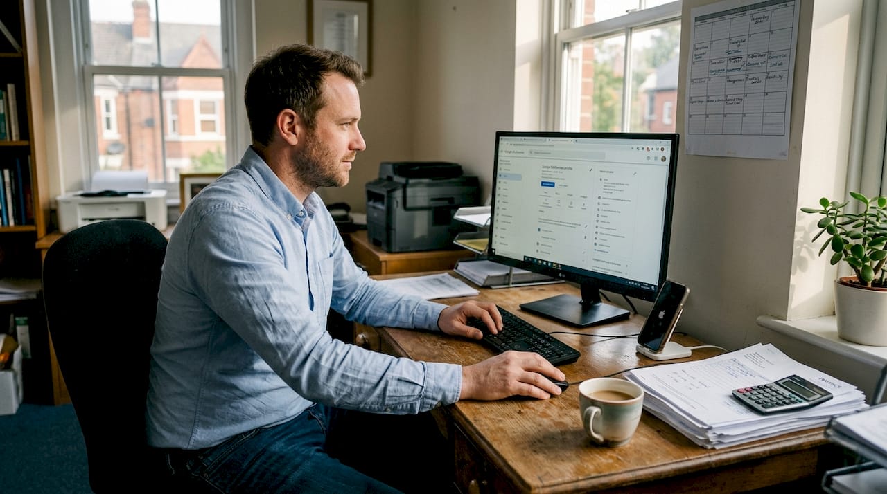 Business owner updating Google My Business