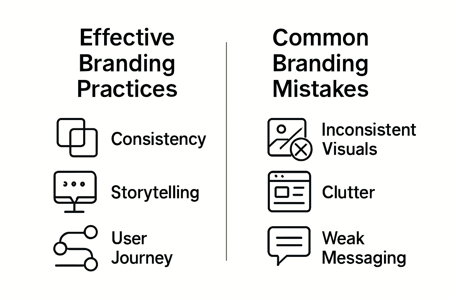 Infographic comparing good vs bad branding practices in web design