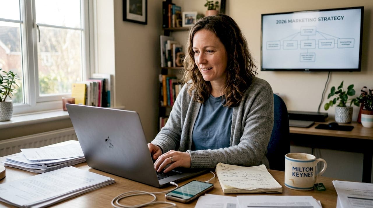 Business owner refining digital marketing strategy