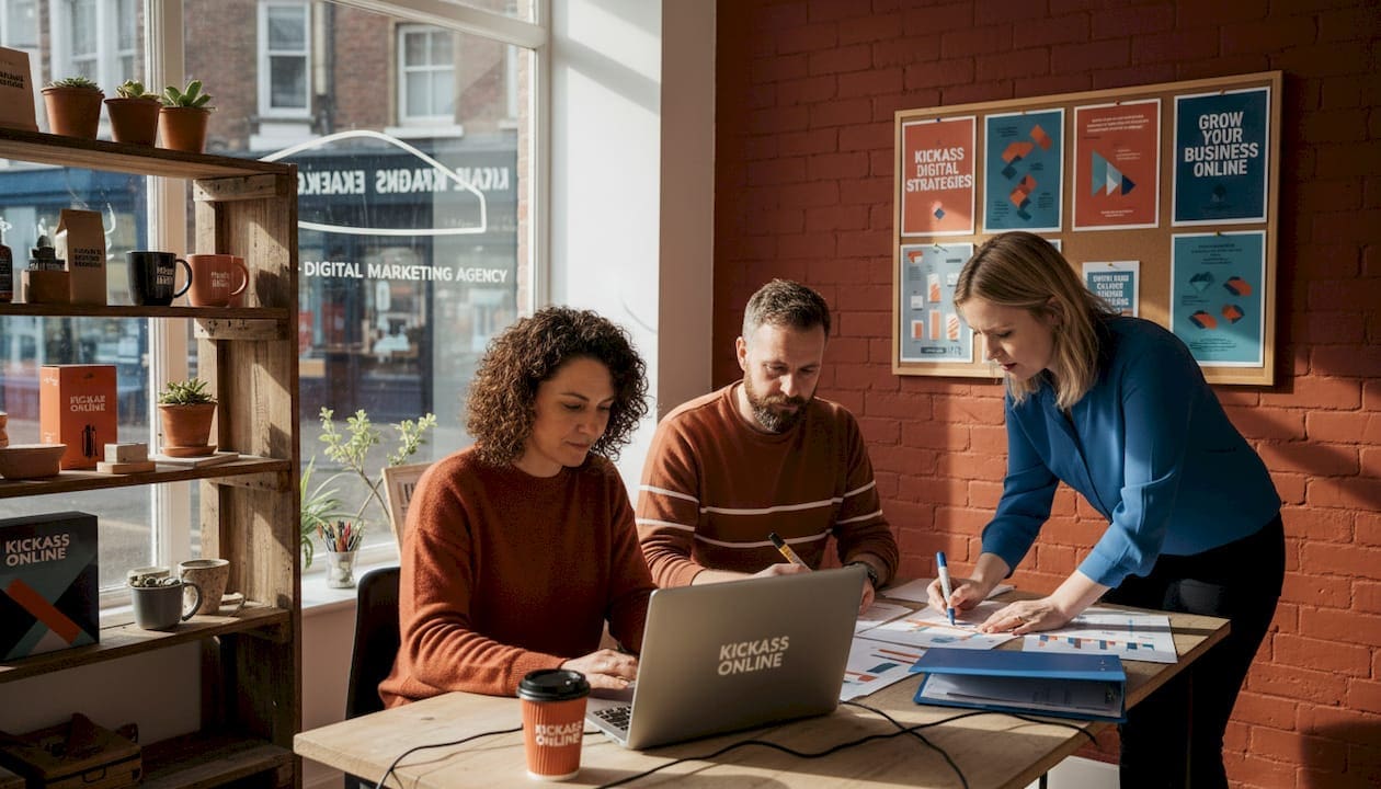 UK small business team working on digital marketing