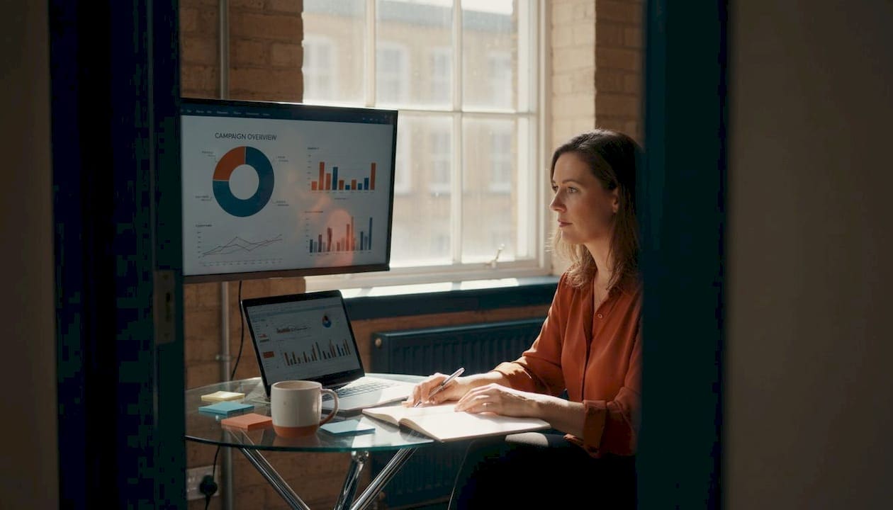 SME owner reviewing digital strategy analytics