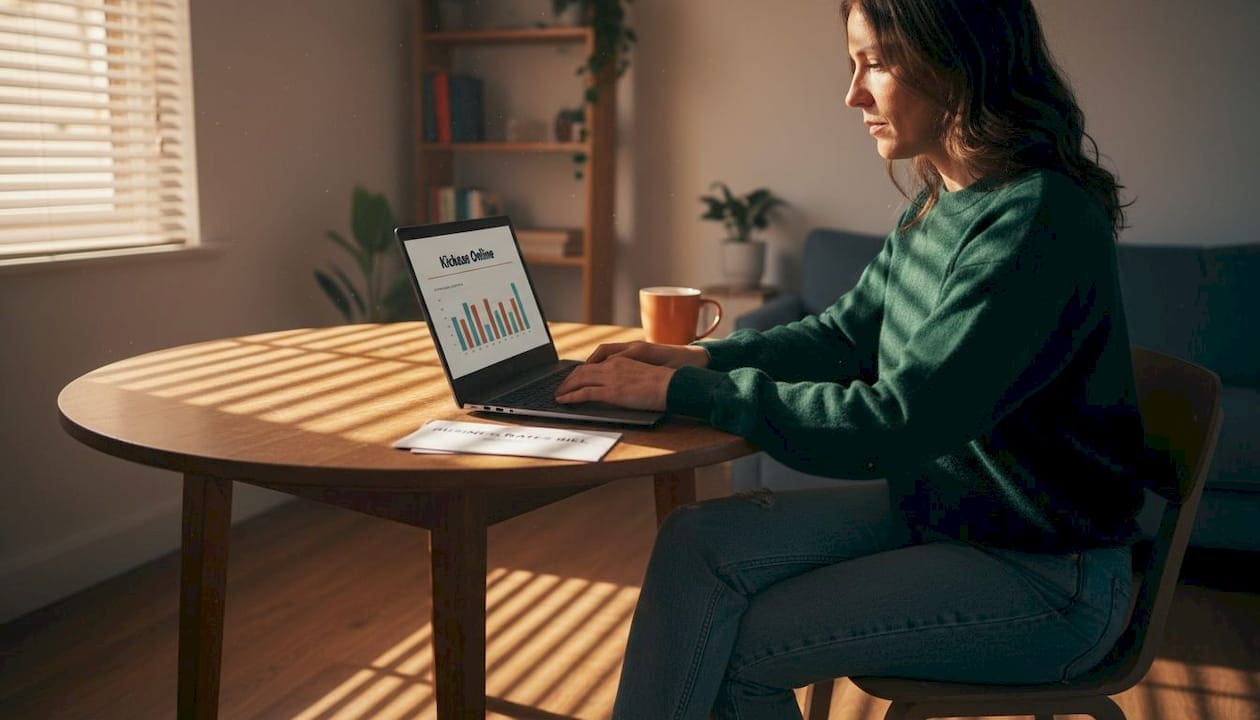 Small business owner working laptop home office